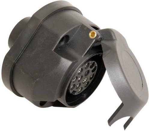 HP Anhänger-Steckdose 28253 in Schwarz mit 15-poligem Stecker und 13-poliger Steckdose aus Kunststoff - Bild 1