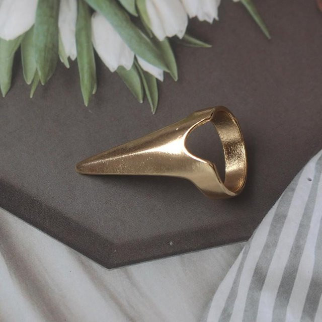 Vintage Krallenring Damen, Messing, Gold - Bild 1