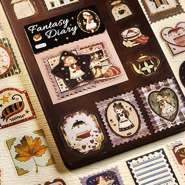 Mr.Paper Goldfolie PET-Aufkleber-Sets im 3er-Pack, Vintage Fantasy Dekorative Aufkleber für Scrapbooking, Journaling und DIY in Gold und Multicolour - Bild 1