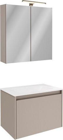 Fackelmann Badmöbel-Set Compact Line in Kaschmir Grau mit Spiegelschrank und Waschtischunterschrank, B: 71,0 cm, H: 52,55 cm, T: 46,5 cm - Bild 1