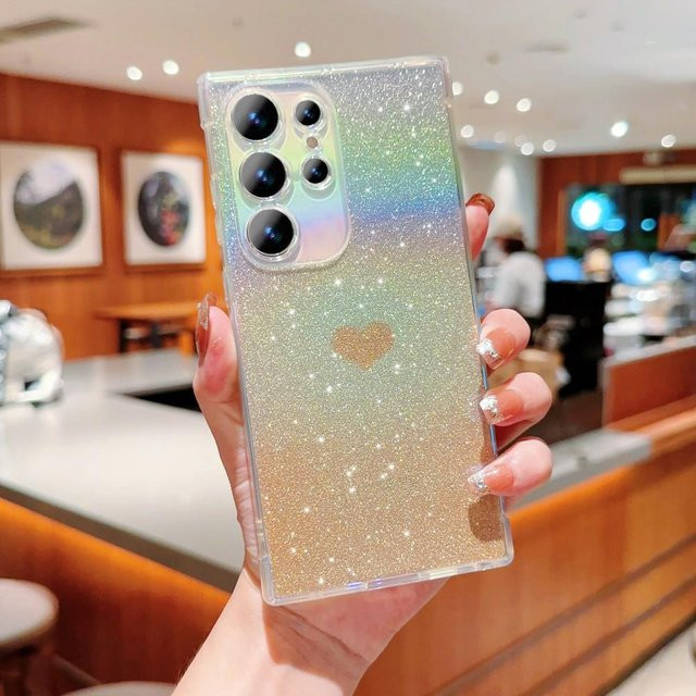 Transparente Handyhülle mit Farbverlauf und Glitzer für Samsung Galaxy S21 bis S25 Serie (S21, S22, S23, S24, S25, Ultra, Plus, FE, 5G) in Multicolour - Bild 1