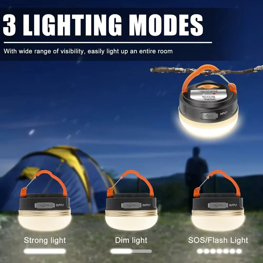 Heinast USB Camping Laterne Tragbare Mini Outdoor Lampe mit Haken für Zelt und Garten in Weiß und Schwarz - Bild 3