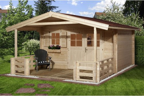 WEKA Gartenhaus 135 B Gr.2 in Beige mit Satteldach und Blockbohlenbauweise, B/H/T: 460 x 262 x 590 cm - Bild 3
