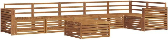 vidaXL Outdoor-Sofagarnitur 7-teilig aus Massivholz Akazie in Braun, U-Form mit Tisch und Armlehnen - Bild 1