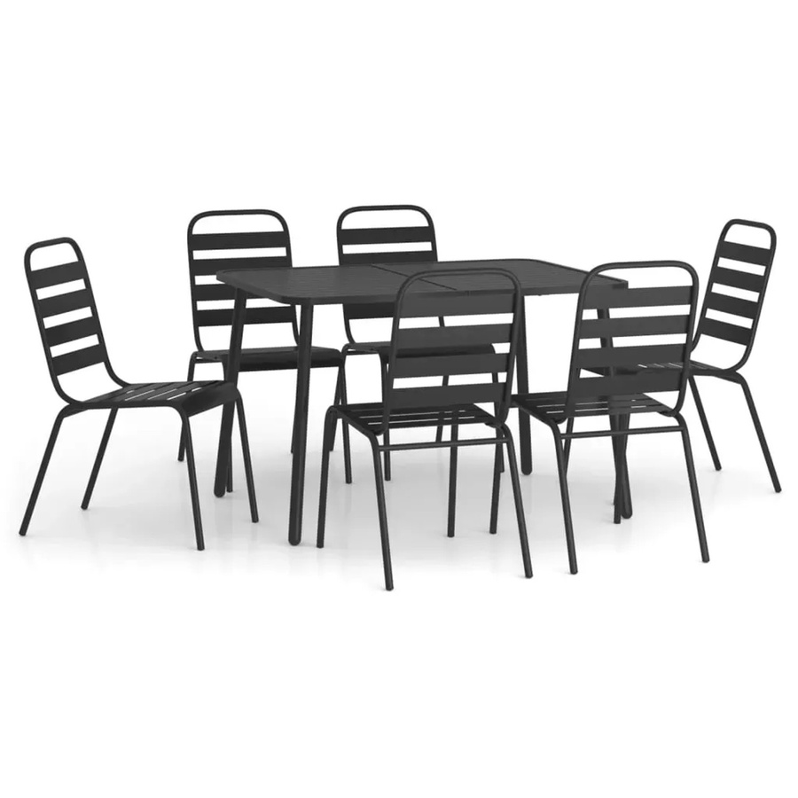 vidaXL 7-teilige Garten-Essgruppe aus Stahl in Anthrazit - Bild 2