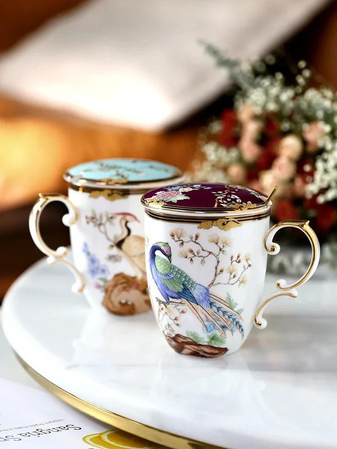 Kaffeetasse aus Knochenporzellan im chinesischen Stil von Yiran Furniture in Mehrfarbig - Bild 3