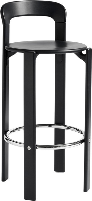 HAY Rey Barhocker in Schwarz mit Buchenholz und Aluminium-Druckguss - Bild 1
