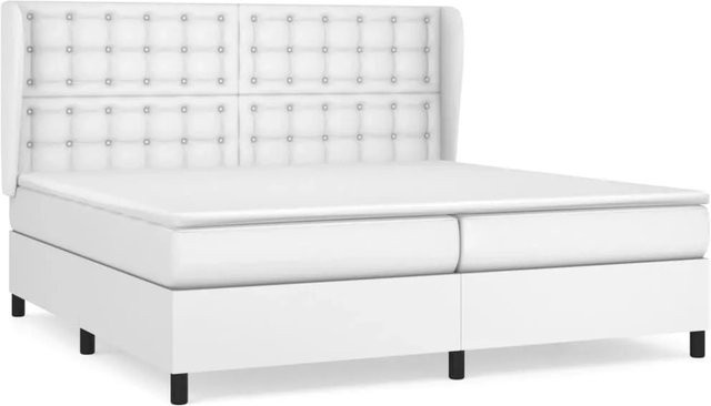 vidaXL Boxspringbett mit Matratze und Kopfteil in Weiß aus Kunstleder, B/T/H: 200 x 200 x 118 cm - Bild 1