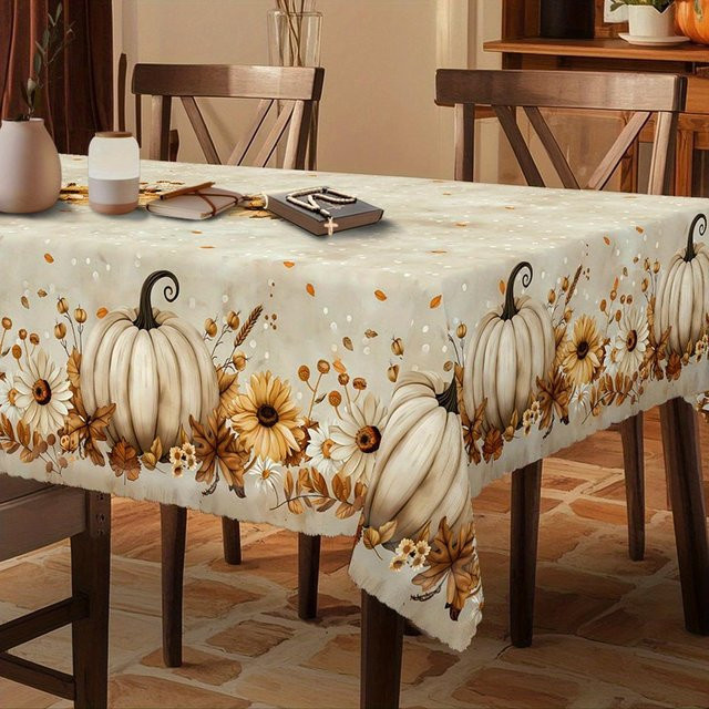 Wasserdichte quadratische Tischdecke mit Kürbis-Design von JINGYUE Pet, Mehrfarbig, B/B: 140 x 140 cm - Bild 1