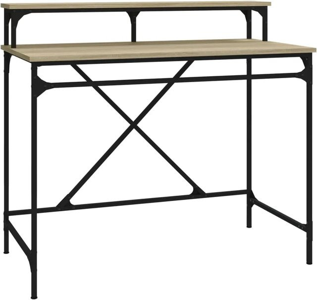vidaXL Schreibtisch im Industrie-Stil aus Holzwerkstoff und Eisen in Sonoma Eiche, B/T/H: 100 x 50 x 90 cm - Bild 1