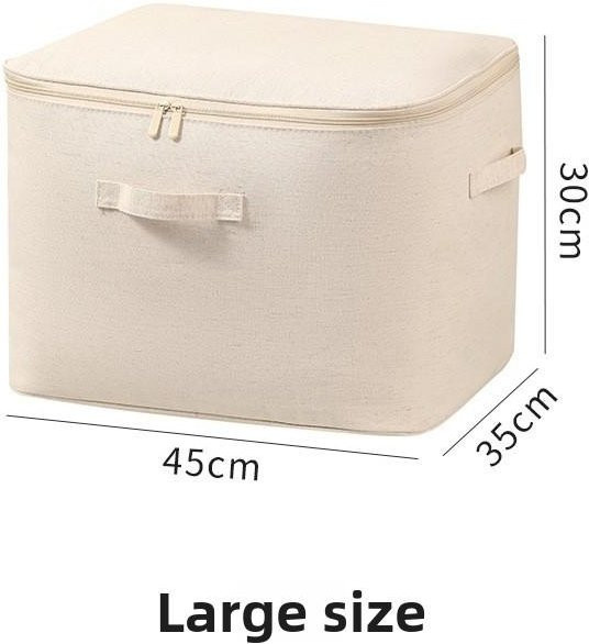ZestCasa Aufbewahrungstasche aus Baumwolle und Leinen mit Reißverschluss, beige, B: 45 cm, T: 35 cm, H: 30 cm - Bild 1