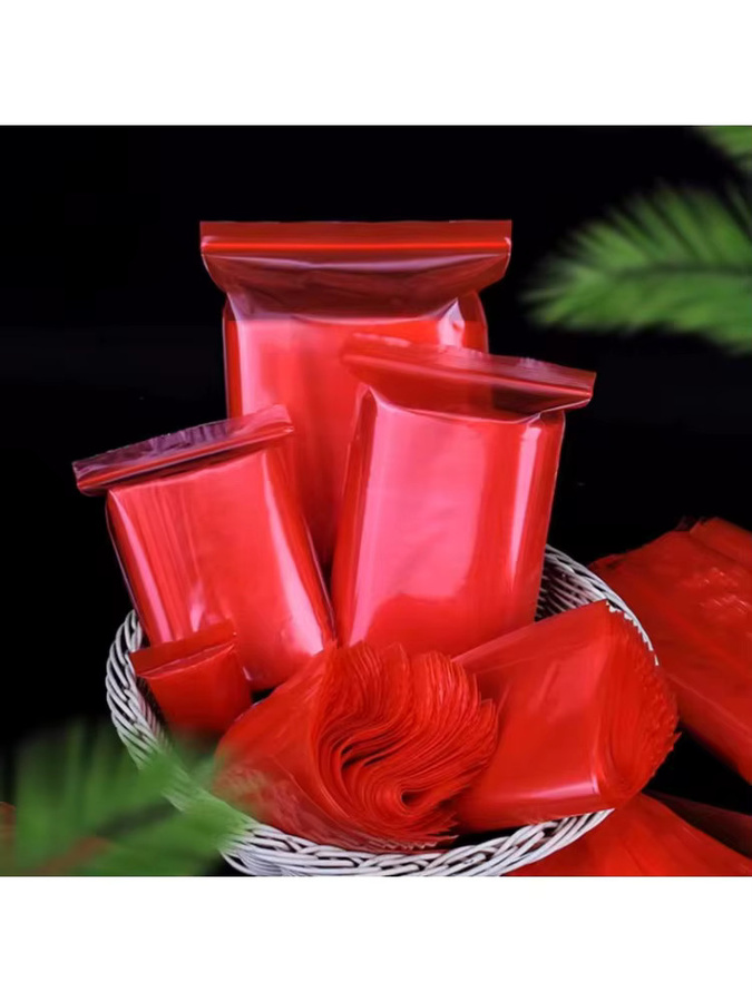 100 Stück leotrusting Ziplock Verpackungstaschen aus rotem PE Kunststoff für Snacks, Süßigkeiten oder Schmuck - Bild 4