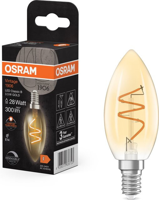 OSRAM Vintage 1906 Classic LED-Lampe Gold, 3.5W, 300lm, E14, Comfort Warmweiß - Bild 1