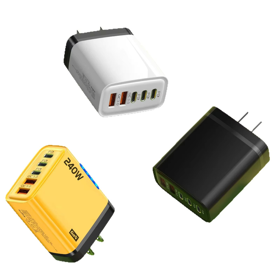 BMAD 240W GaN Schnellladegerät mit 5 Ports, QC3.0 und PD, EU/US-Stecker mit LED-Licht für iPhone, Samsung und Huawei - Bild 5