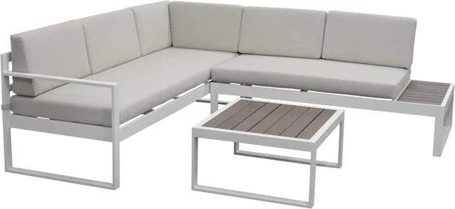 Green Spirit Gartenmöbel Set Alu-Ecklounge Lusso in Weiß mit modernem Chic - Bild 1