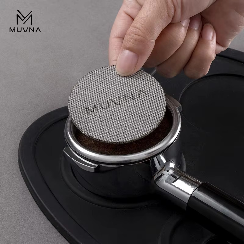 Muvna Espresso Puck Sieb aus Edelstahl in Silber, runder Kaffeefilter für Baristas - Bild 2