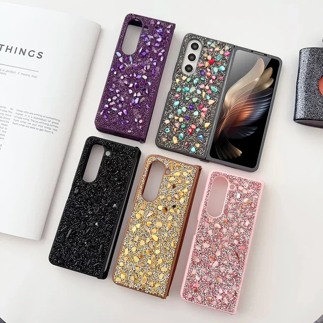 Glitzernde Diamond Brilliant Handyhülle für Samsung Galaxy Z Fold 7 6 5 4 3 in Purple mit TPU Soft Edge Schutzhülle für Damen und Mädchen - Bild 1