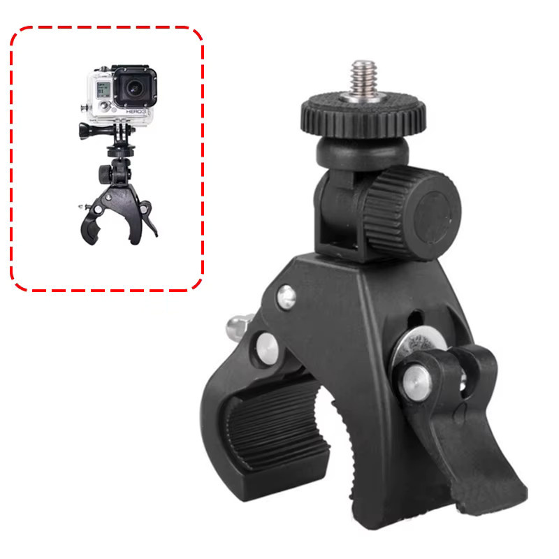 DIXSG Universal Lenkerhalterung 360 Grad Rotations-Kamerahalterung für GoPro DJI und Insta360 Action-Kameras, Schwarz - Bild 3