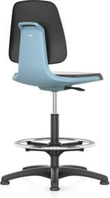 Bimos Arbeitsdrehstuhl Labsit mit Sitzschale in Blau, Integralschaum, Fußring und Bodengleitern - Bild 1