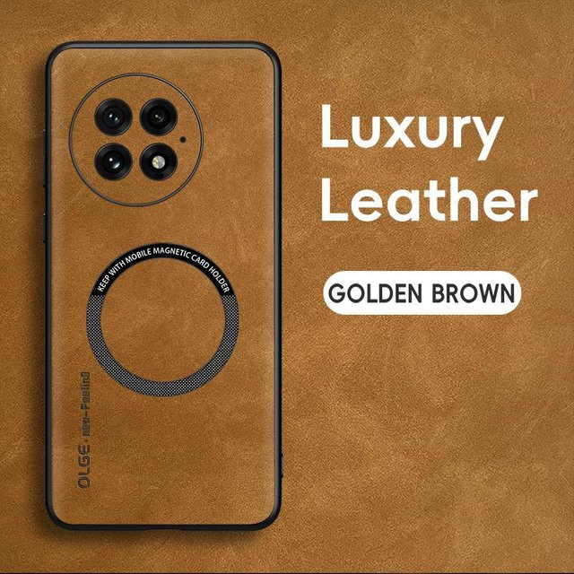 Luxuriöse magnetische Leder-Handyhülle für OnePlus 13 in Braun mit MagSafe Unterstützung - Bild 1