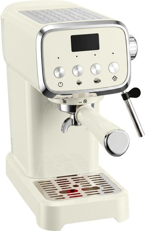 HOMCOM Siebträgermaschine mit 20 Bar Druck, Espressomaschine mit Milchaufschäumer, 1,2 l abnehmbarer Wassertank, Tassenwärmer und Heißwasserfunktion für Espresso, Latte & Cappuccino, Beige/Weiß