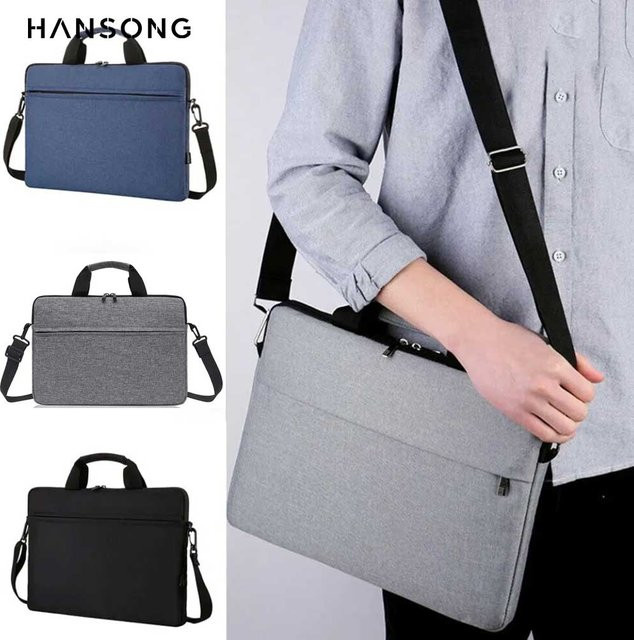 Hansong Business-Laptoptasche als Umhängetasche und Aktentasche für 13 bis 15,6 Zoll Notebooks in Schwarz und Grau - Bild 1