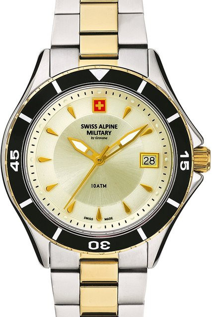Swiss Alpine Military Damenuhr, Quarz, Edelstahl, Gold, 36 mm, 10 ATM - Bild 1