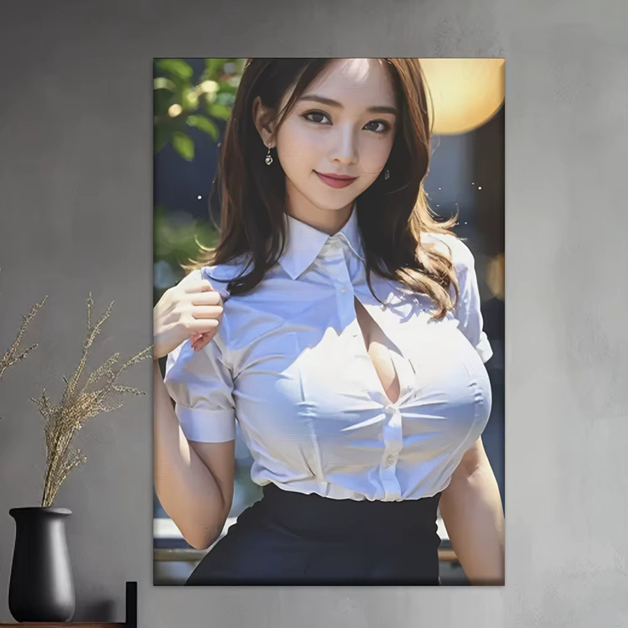 Klassisches Portrait-Poster aus Segeltuch von CIFBUY mit Frauen in weißem Hemd und schwarzem Kleid als Wanddekoration - Bild 2
