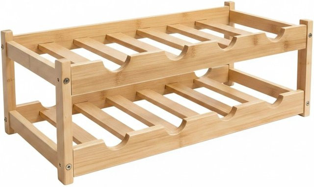 Relaxdays Weinregal aus Bambus in Natur/Beige, freistehend, B/T/H: 66,0 x 23,5 x 165,0 cm - Bild 1