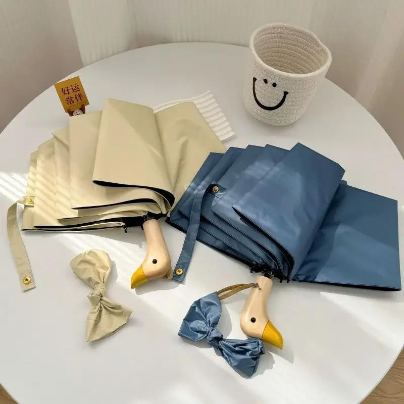 Premium Faltbarer Doppelschirm mit UV-Schutz 50+ und Regenschutz Entenkopf Design - Bild 2