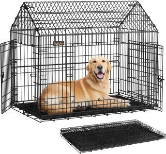 FEANDREA Hundekäfig XXL faltbar mit Doppeltür in Schwarz, B/T/H: 120 x 72,5 x 109 cm - Bild 1