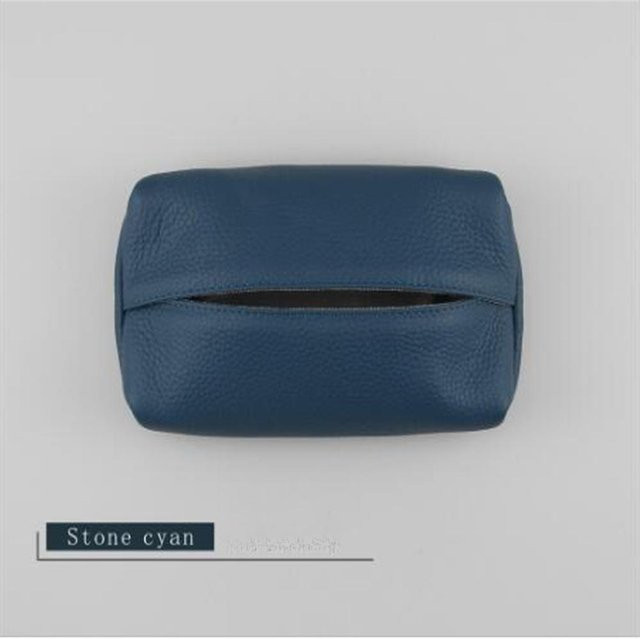 Luxuriöse Taschentuchbox aus echtem Leder von simplehuman in Blau - Bild 1