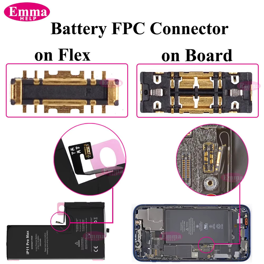 10er-Pack Apple Batterie-FPC-Anschlüsse für iPhone 17 16 15 14 13 12 11 Pro Max X 8 Plus in Gold für Motherboard und Logic Board Flex-Kabel - Bild 2