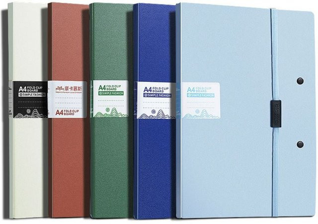 Faltbarer Klemmordner aus Kunststoff für A4 bis A5 in Blau zur Organisation von Dokumenten für Schule und Büro - Bild 1