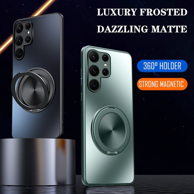 AG Matte Magnethülle mit 360-Grad-Drehung Ringständer für Samsung S25 S24 S23 Ultra Plus in Purple - Bild 1