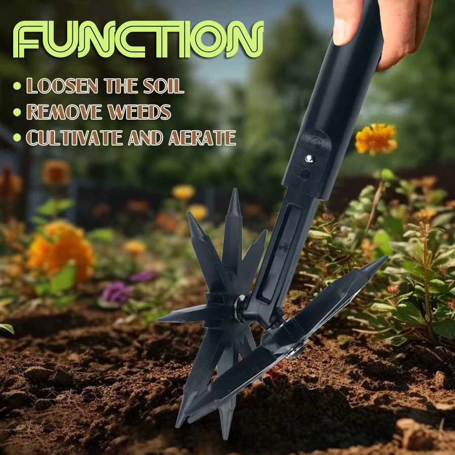 QDS Garten Pinne Rotary Grubber Handheld Werkzeug zum Jäten und Graben in Schwarz - Bild 4
