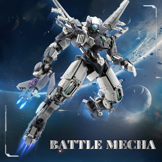M MENBIS Star Battle Mech Roboter Baustein Set mit 600 Teilen in Grau - Bild 1