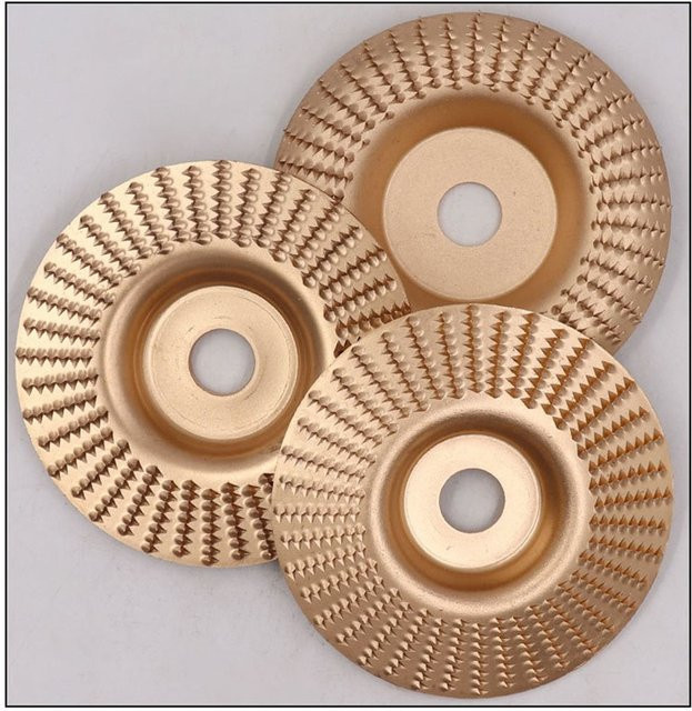 Schleifscheiben-Set für Winkelschleifer zum Schleifen, Polieren und Schnitzen von Holz in Bogen, Flach und Abschrägung, Gold - Bild 1