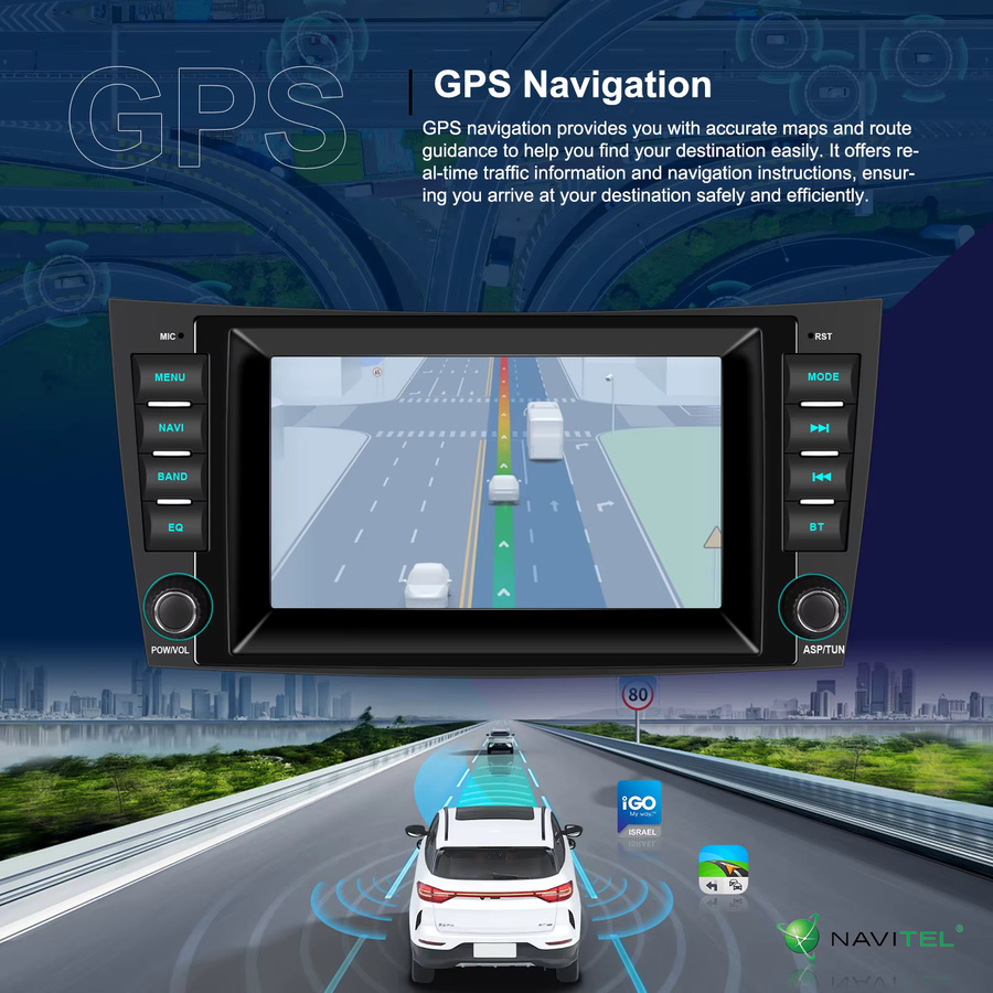 Podofo 7 Zoll CarPlay Android Radio für Benz E-Klasse W211 W219 2002-2009 mit GPS und Multimedia-Funktionen in Schwarz - Bild 5