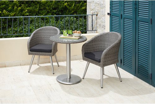 Merxx Boulevard Gartenmöbelset 3-teilig aus Rattan in Beige mit Tisch Durchmesser: 65 cm - Bild 2