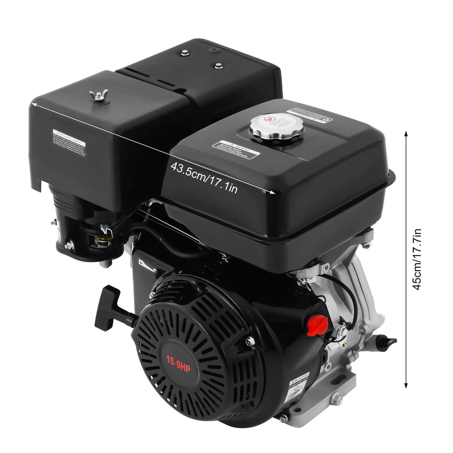 Bymaocar 15 PS Benzinmotor mit 420 cm³ OHV 4-Takt Einzylinder in Schwarz, 8800 W Nennleistung, 9700 W Maximalleistung, luftgekühlt mit 6,5 L Kraftstofftank und Ölalarm - Bild 8