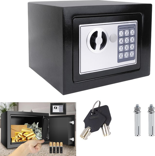 Digitaler Sicherheits-Stahlsafe Schwarz mit 4,6 l Volumen, Heim- und Bürosafe inklusive Ersatzschlüssel, H x B x T: 17 x 23 x 17 cm - Bild 1