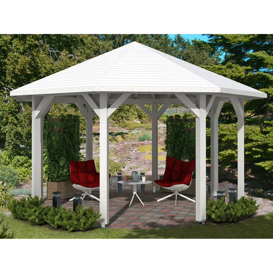 SKANHOLZ Pavillon Nice 2 aus Leimholz Fichte in Weiß B/T/H: 484 x 484 x 330 cm - Bild 4