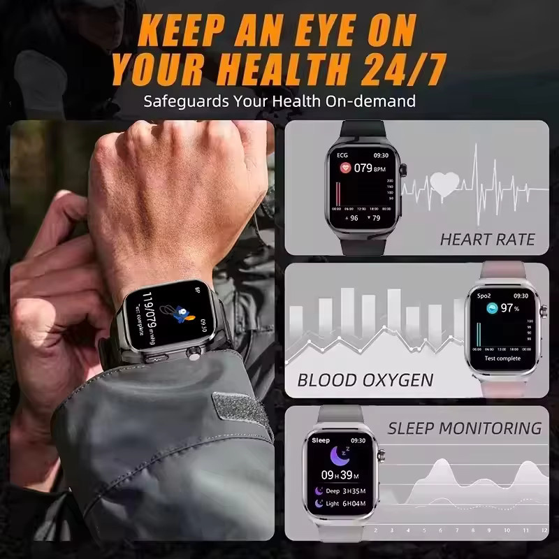 GUHUAVMI Smartwatch, Schwarz, Herren, Rechteckig, Bluetooth - Bild 2