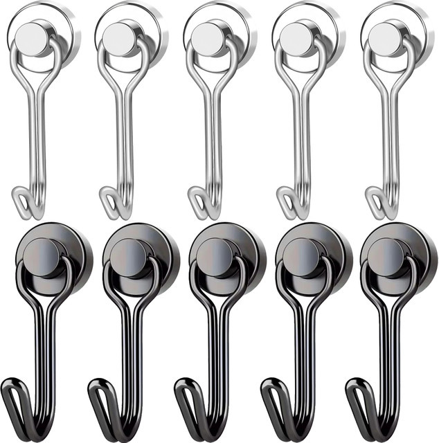 Mognot Neodym-Magnete mit magnetischen Haken, 20 mm, Silber und Schwarz - Bild 1