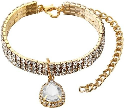 Halskette für Haustiere, Strass, Anhänger, weiß, Unisex - Bild 1
