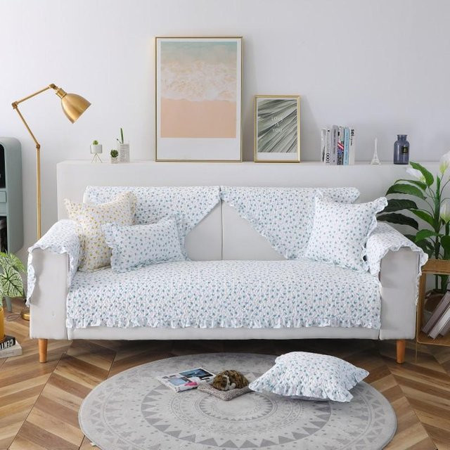 Super Six Sofakissen mit floralem Muster aus reiner Baumwolle, grau, B/H: 160 x 90 cm - Bild 1