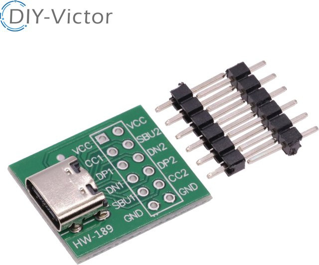 USB Type-C zu DIP PCB Stecker Adapter Weiblich, Green Test Board für Solder Pin Header - Bild 1