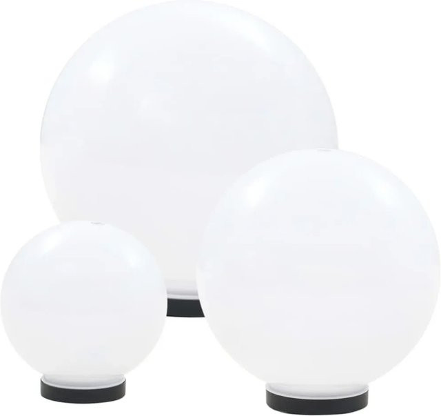 vidaXL LED-Gartenleuchten-Set Kugelförmig in Weiß aus PMMA, 3-teilig, Durchmesser: 20 cm, 30 cm und 40 cm - Bild 1