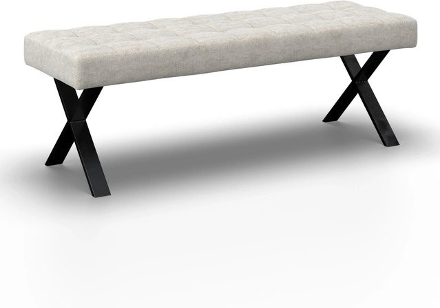 Bessagi Home Sitzbank Nova Hellgrau Webstoff Gepolstert B: 240 cm, H: 49 cm, T: 140 cm - Bild 1